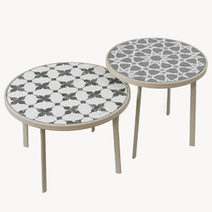 Outdoor statafel Faeto 2-delig glasplaat Champagne [casa.pro]
