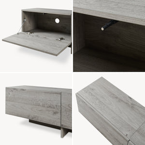 Meuble TV Kapipimso avec 3 volets 194x31x37 cm aspect chêne, gris [en.casa]