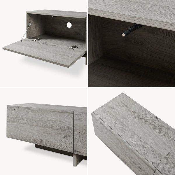 Meuble TV Kapipimso avec 3 volets 194x31x37 cm aspect chêne, gris [en.casa]