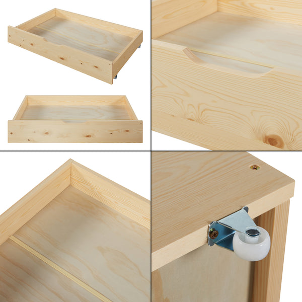 Kinderbed Sonkajärvi met onderschuifbed en matras 90x200 cm naturel [en.casa]