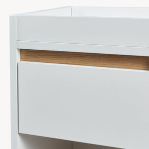 Table de chevet Lure 55 x 30 x 35 cm blanc effet chêne [en.casa]