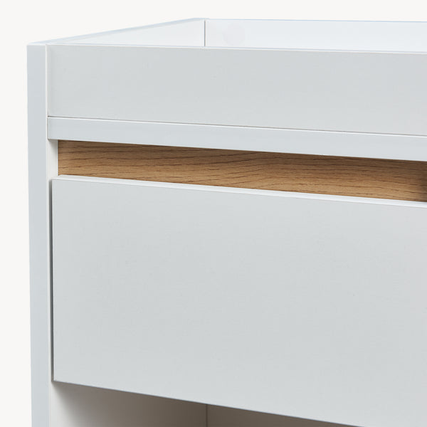 Table de chevet Lure 55 x 30 x 35 cm blanc effet chêne [en.casa]