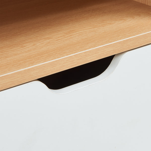 Nachtkastje Bordkak met opbergrek 75x35x30 cm eikenkleurig en wit [en.casa]