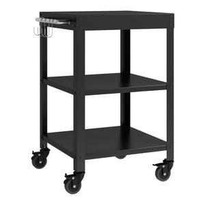 Tuinmeubelset Bolognano 3-delig kast rek serveerwagen staal zwart casa.pro