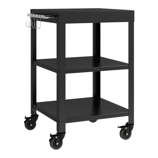 Tuinmeubelset Bolognano 3-delig kast rek serveerwagen staal zwart casa.pro