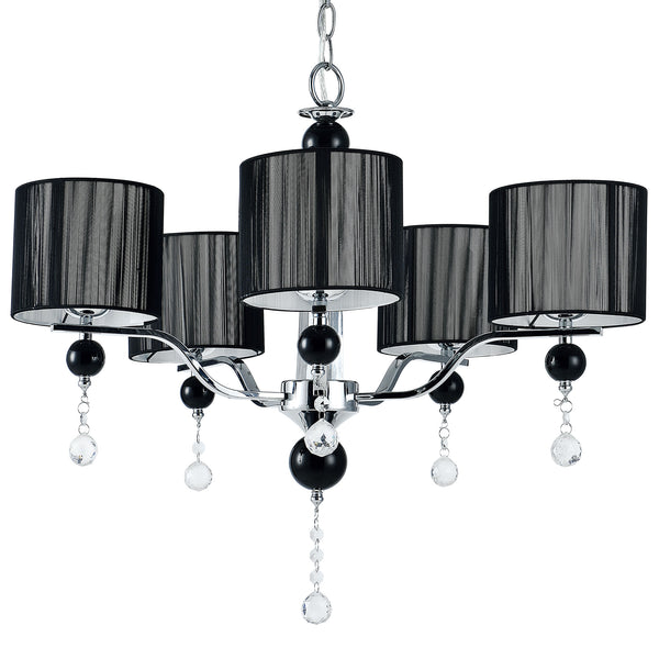 Kroonluchter 5-armig Heraklion 5xE14 chroom en zwart