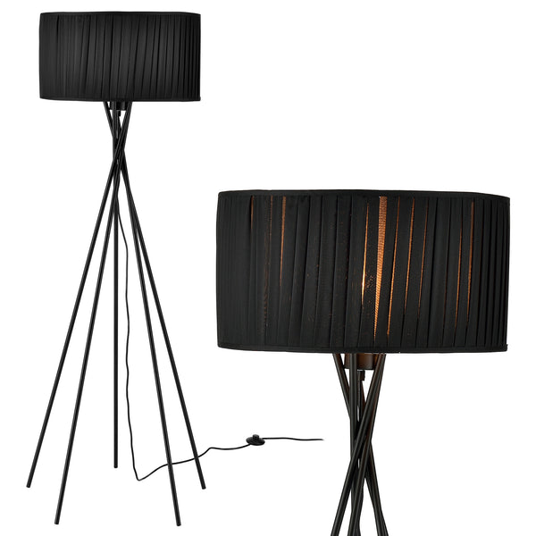 [lux.pro] lampadaire - Black Mikado - (1 x socle E27)(155 cm x Ø 48 cm) lampe sur pied lampe de plancher lampe lampe de salon noir