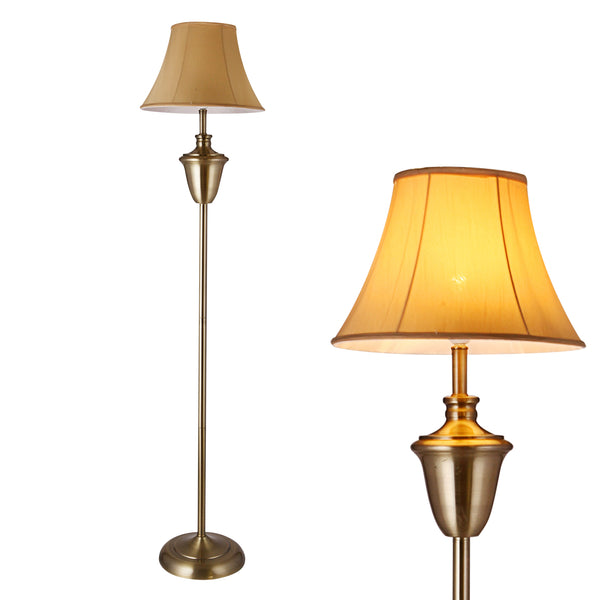 Staande lamp Madrid koper 157 cm E27 beige bruin en wit