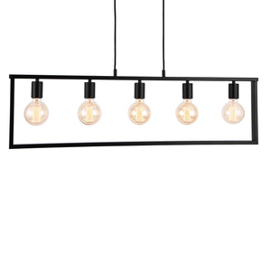 Metalen hanglamp Glasgow 100x30 cm zwart 5xE27