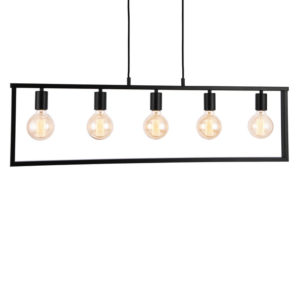 Metalen hanglamp Glasgow 100x30 cm zwart 5xE27