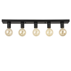 Plafondlamp plafonnière Korinthos 80x8x9 cm zwart 5xE27