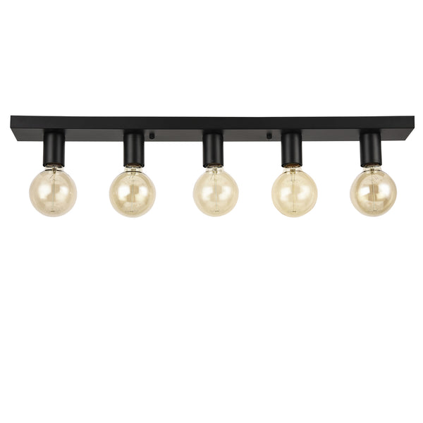 Plafondlamp plafonnière Korinthos 80x8x9 cm zwart 5xE27