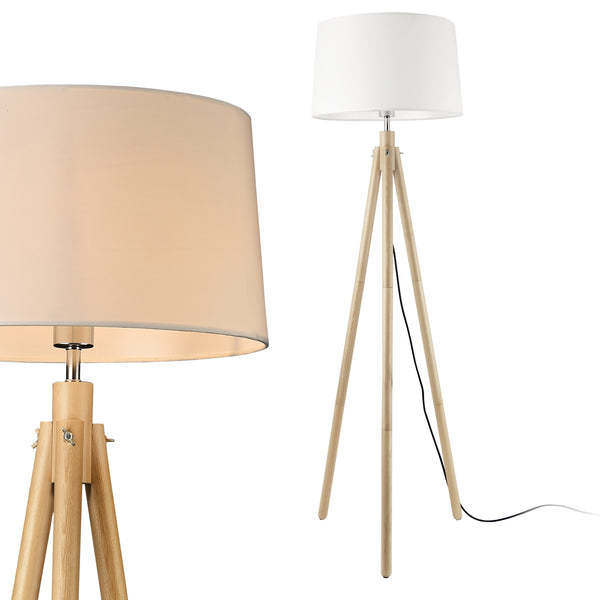 Staande lamp Tomar vloerlamp 153 cm E27 houtkleurig en wit
