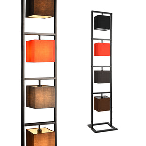 Lampadaire Métal Abat-jour Douille 4 x E14 29,5 x 29,5 x 146,5 cm Multicolore [lux.pro] 