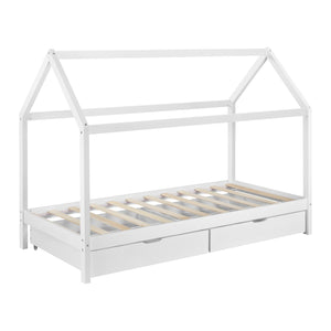 Kinderbed grenen met 2 lades huisbed 206x98x150 cm wit