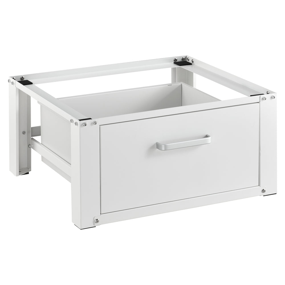 [en.casa] Kit de Superposition Intercalaire Lave-Linge Sèche-Linge Support de Lave-Linge Acier Aluminium Blanc 63 x 54 x 31 cm