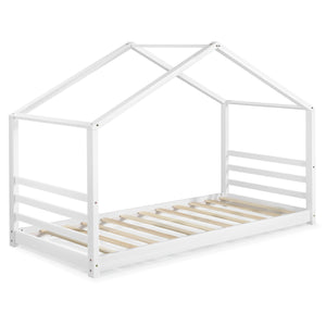 Kinderbed met bedbodem grenen huisbed 90x200 cm wit