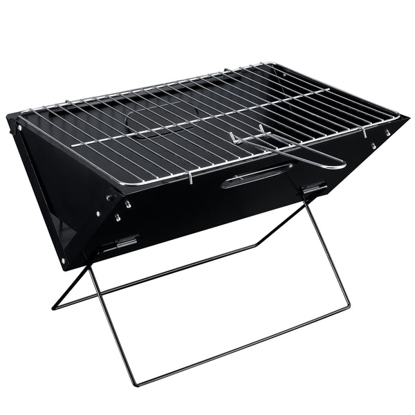 Barbecue BBQ Grille Pliable Portable avec Sac pour Camping Pique-Nique Plage Acier Noir 45 cm x 30 cm x 30 cm [pro.tec] 