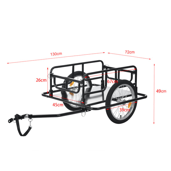 Remorque Vélo de Transport 130 x 72 x 49 cm Capacité max. 40 kg Noir [pro.tec]