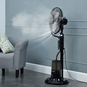 Ventilateur Humidificateur Silencieux sur Pied avec Minuteur Diamètre 40 cm Plastique 125 cm Noir [in.tec]