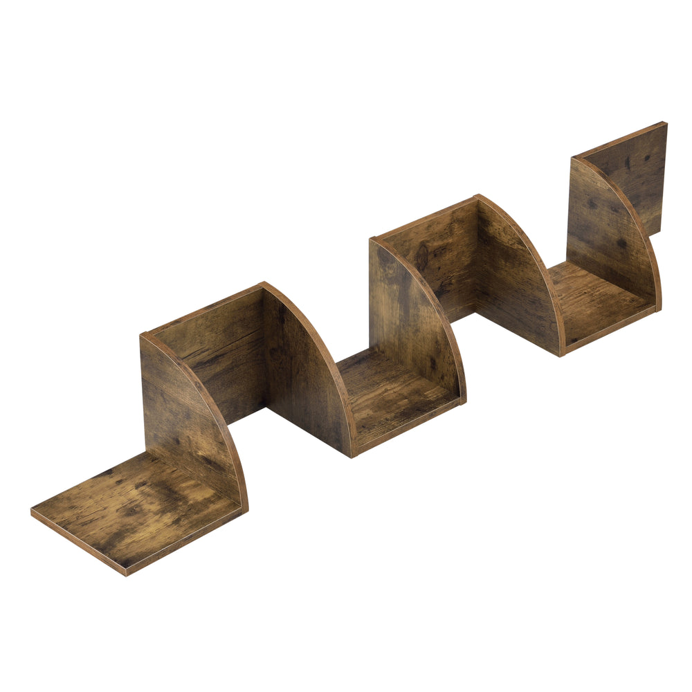 Étagère murale Lysaker zigzag noyer [en.casa] - premiumXL