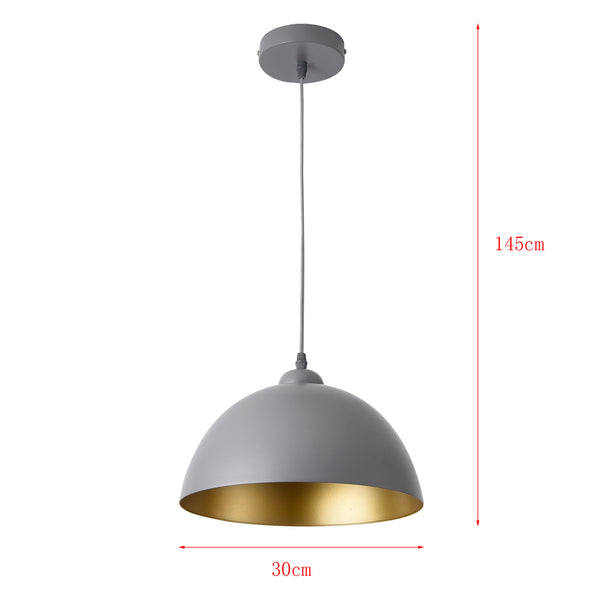 Lot de 2 Lampes à Suspension Toulon Hauteur Réglable Métal E27 Diamètre 30 cm Gris Doré [lux.pro]