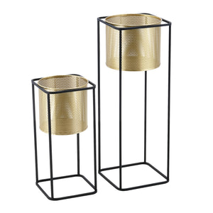 Lot de 2 Supports de Plante Mettet Noir Doré [en.casa]