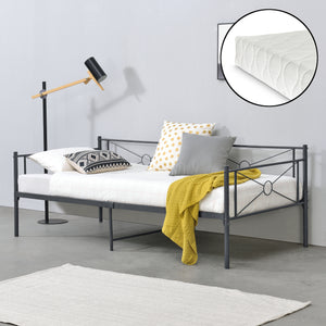 Cadre de Lit Simple Alvesta en Métal Matelas 90x200 cm [en.casa][neu.haus]