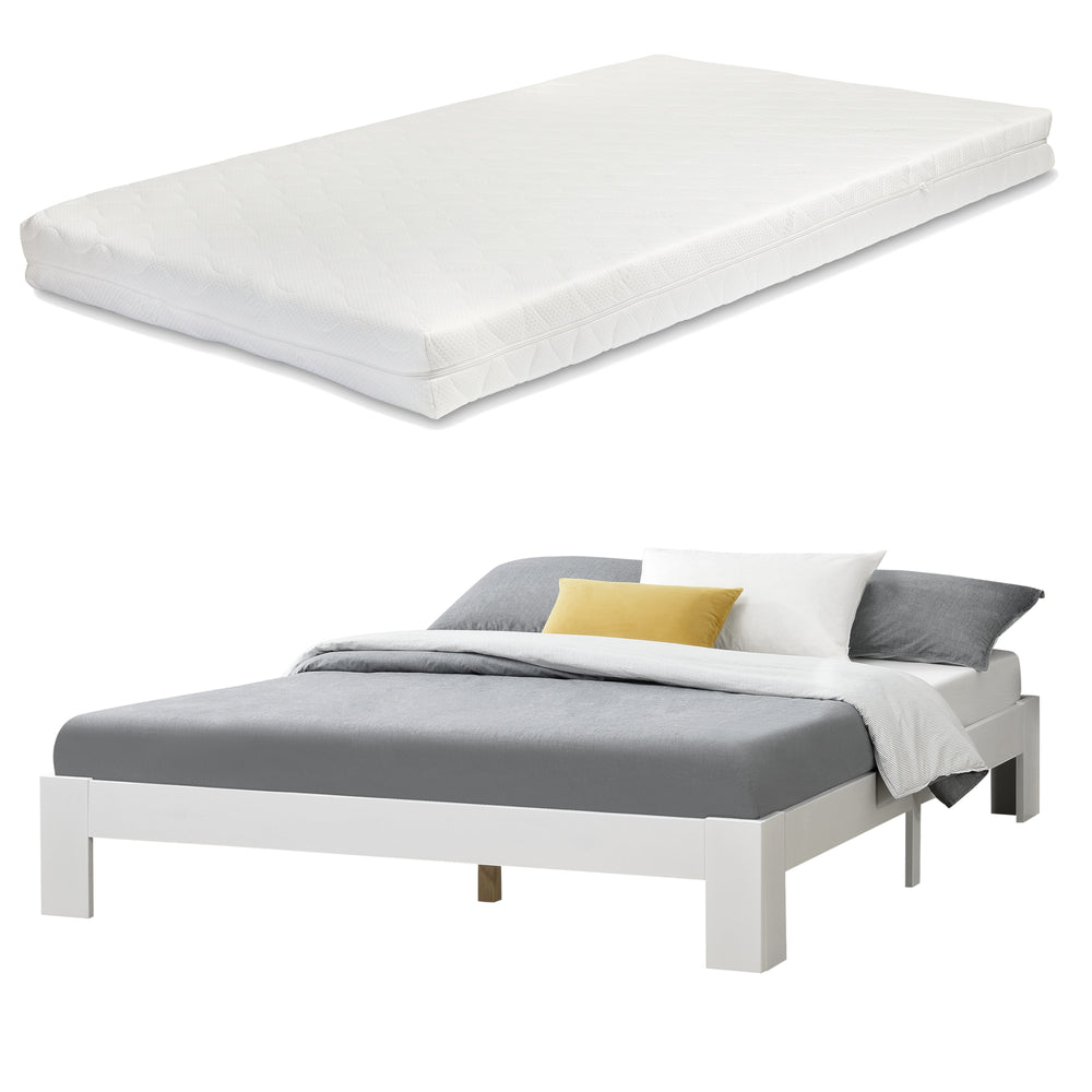 Lit en bois Raisio avec matelas en mousse froide, différentes couleurs et tailles en.casa - premiumXL