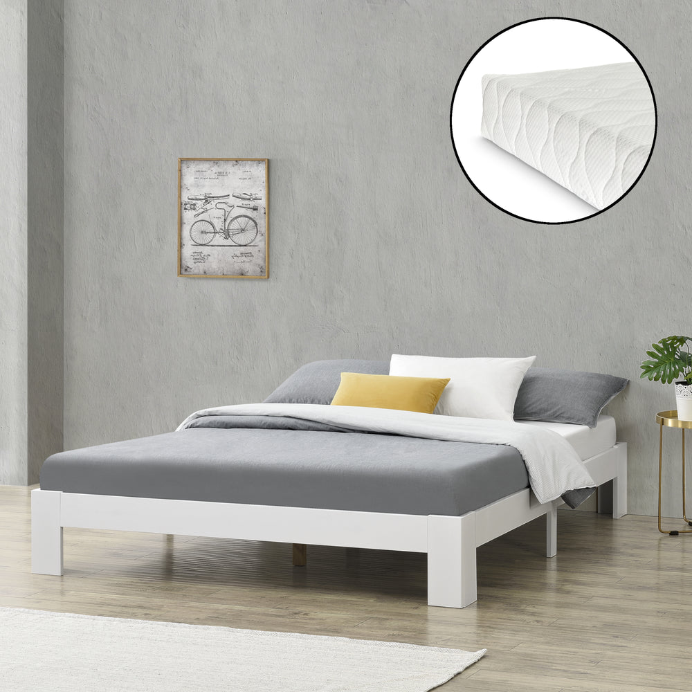 Lit en bois Raisio avec matelas en mousse froide, différentes couleurs et tailles en.casa - premiumXL