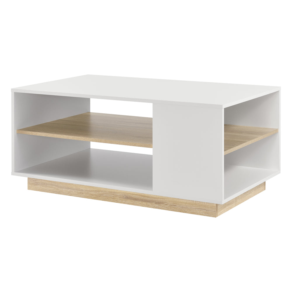 Salontafel Trelleborg 100x60x46 cm met 2 planken Wit/Eik en.casa - premiumXL