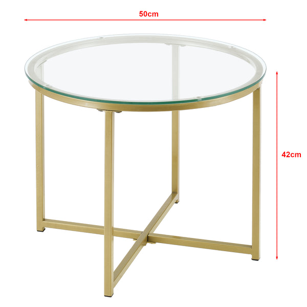 Table Basse Ronde pour Salon Alavieska 50 x 42 cm Doré [en.casa]