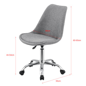 Bureaustoel Atherton op wielen 83-93x48x55 cm stof lichtgrijs