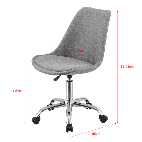Bureaustoel Atherton op wielen 83-93x48x55 cm stof lichtgrijs