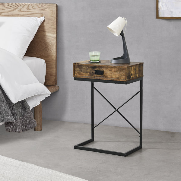 Bijzettafel Marstrand met lade 67x45x35 cm houtkleurig zwart