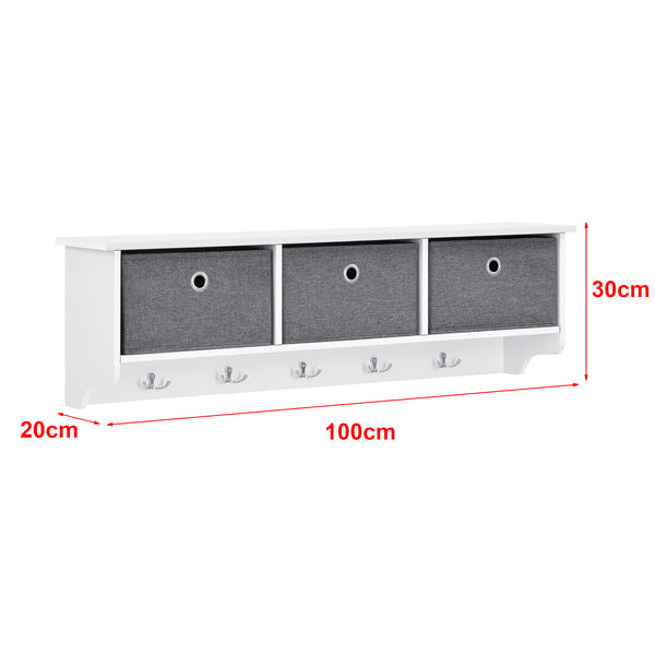 Wandkapstok kapstok met 3 manden 30x100x20 cm 