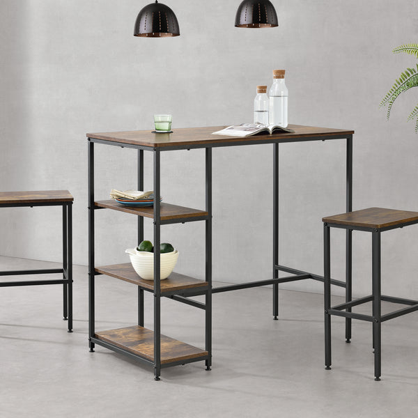 Bartafel Växjö met 3 planken 109x60x100 cm zwart houtkleurig