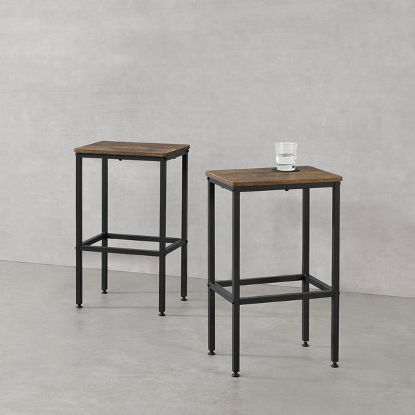Lot de 2 Tabourets de Bar Örebro 65 x 40 x 30 cm Noir Effet Bois Foncé [en.casa]