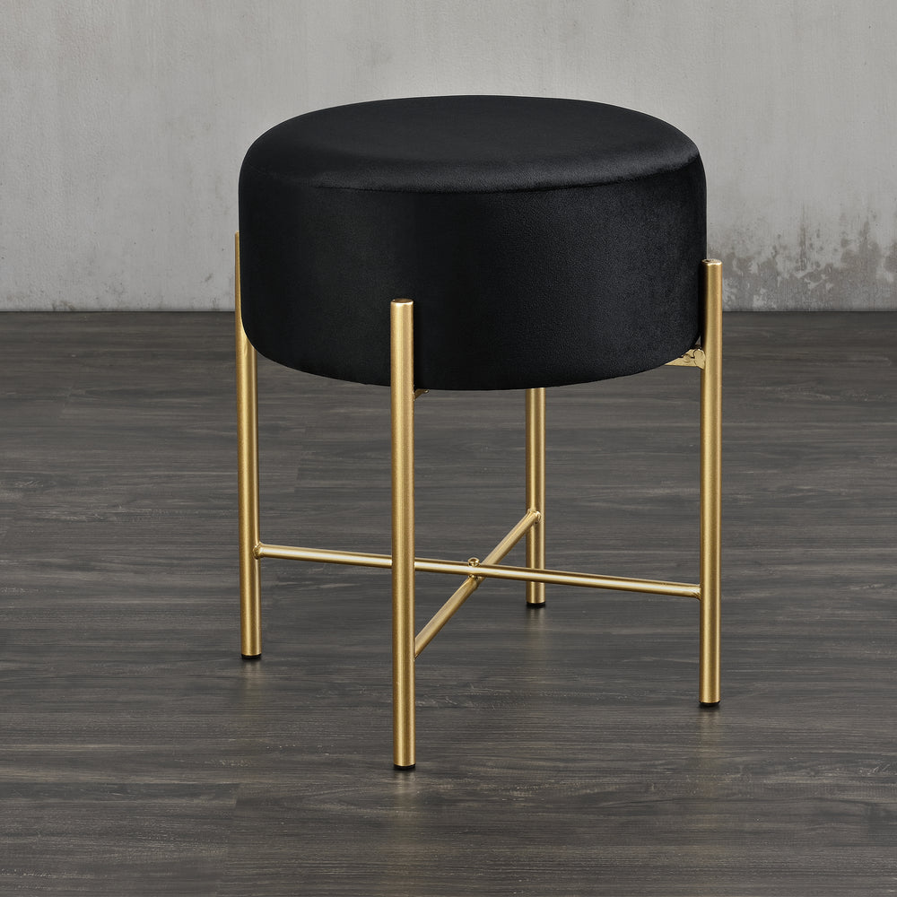 Tabouret Kungälv pouf jusqu'à 100 kg noir/doré [en.casa] - premiumXL