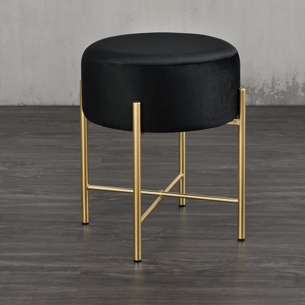 Tabouret Kungälv pouf jusqu'à 100 kg noir/doré [en.casa] - premiumXL