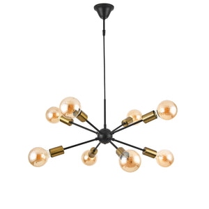 [lux.pro] Hanglamp Amiens metaal 8xE27 zwart en messing