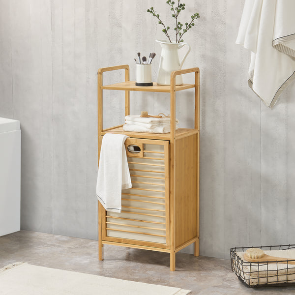 [en.casa] Bamboe wasmand Rendalen met plank 40x30x95 cm