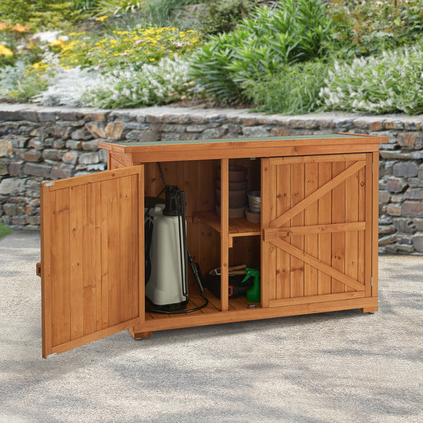 Coffre de Rangement à 2 Portes Kerteminde pour Extérieur Range-Bûches en Sapin 88 x 128 x 50 cm [en.casa]