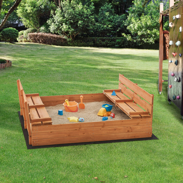 [en.casa] Zandbak Campillos met bankjes 23,5x118x114 cm houtkleurig