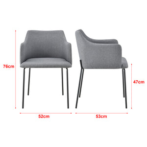 [en.casa] Fauteuil eetkamerstoel Krakau set van 2 donkergrijs zwart