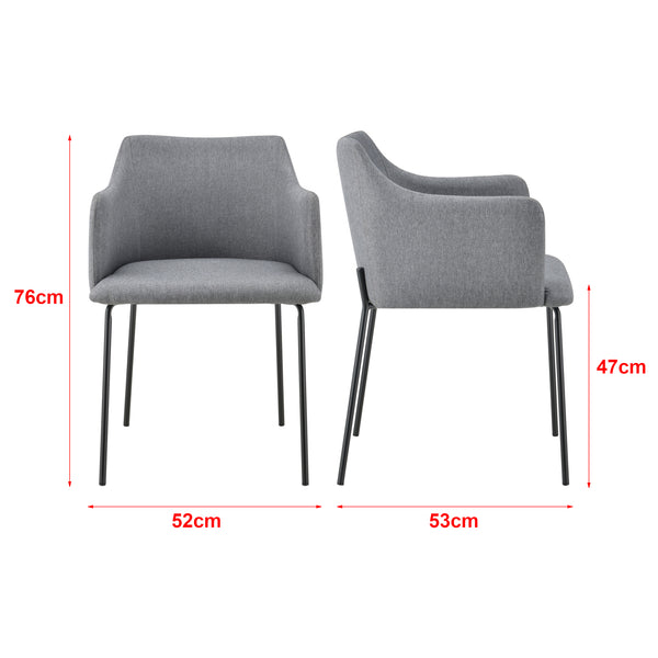 [en.casa] Fauteuil eetkamerstoel Krakau set van 2 donkergrijs zwart