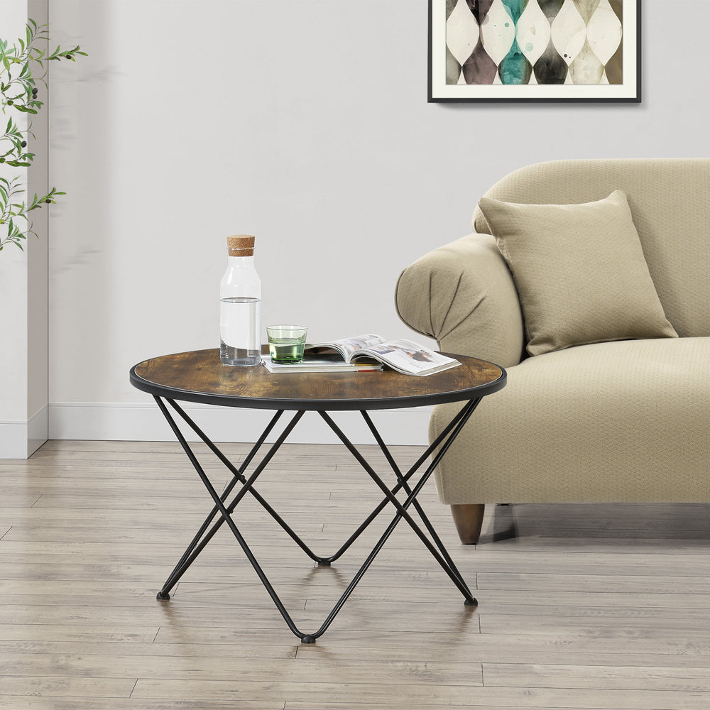 Table basse Goskamark 80x50 cm structure en acier teinte bois foncé [en.casa] - premiumXL