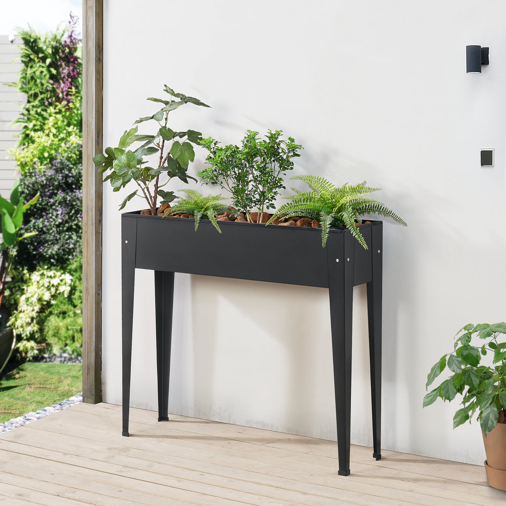 Hochbeet Lelystad 98x25x82cm Staal Antraciet [en.casa] - premiumXL