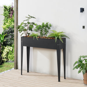 [en.casa] Kweektafel plantenbak 98x25x82 cm staal antraciet