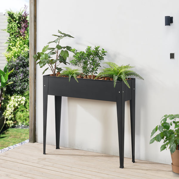 [en.casa] Kweektafel plantenbak 98x25x82 cm staal antraciet